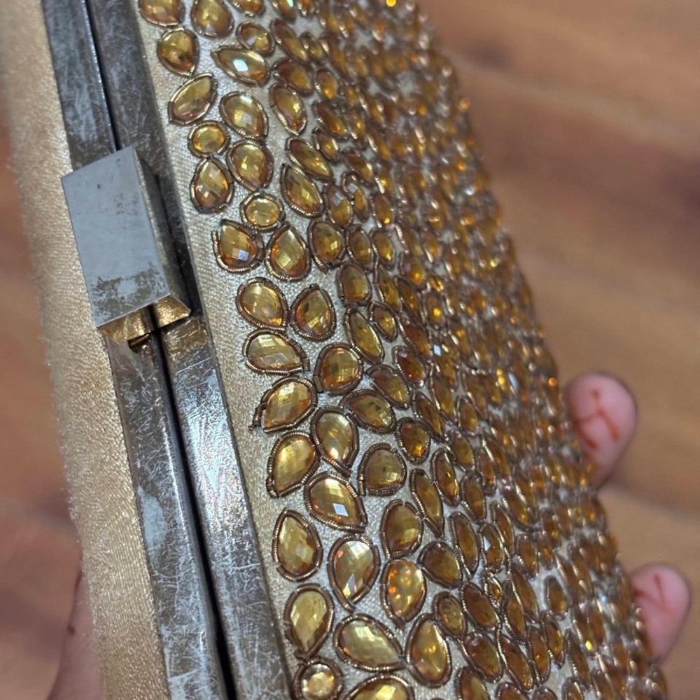 Embellished Gold Bead Evening Clutch - Picture 4 of 4